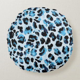 Leopard Cheetah Skin: Watercolor Vintage Tie Dye Round Pillow