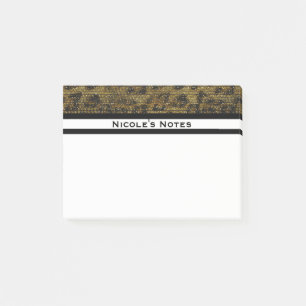 Leopard Cheetah Sparkle Glam Trendy Personalized Post-it Notes