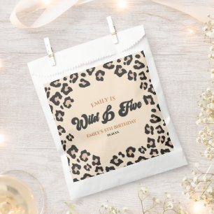 Leopard Cheetah Wild and Five 5th Birthday Party Favour Bag