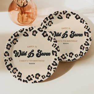 Leopard Cheetah Wild and Seven 7th Birthday Party Paper Plate