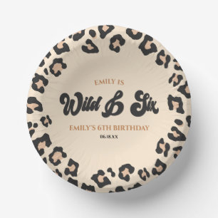 Leopard Cheetah Wild and Six 6th Birthday Party Paper Plate