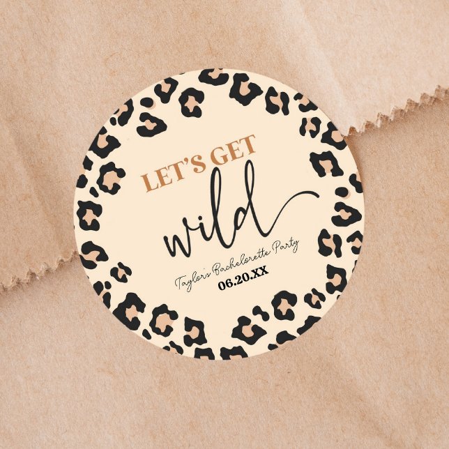 Leopard Cheetah Wild Bachelorette Weekend Party Classic Round Sticker (Creator Uploaded)