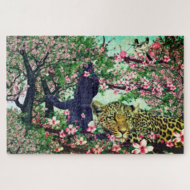 Leopard Cherry Blossoms Jigsaw Puzzle (Horizontal)