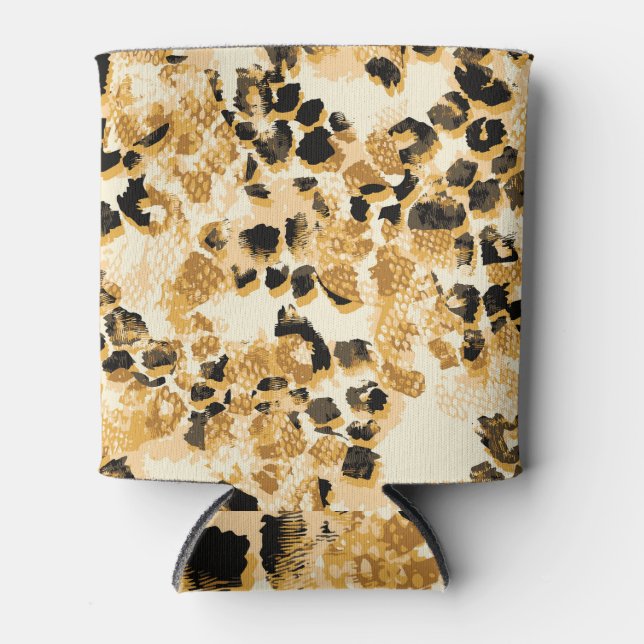 Leopard Chic: Vintage Pattern Elegance. Can Cooler (Front)