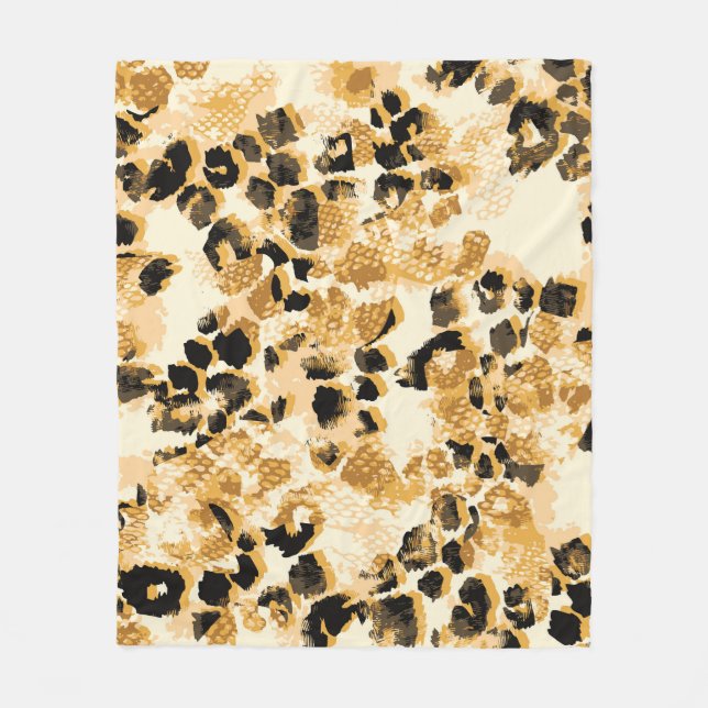 Leopard Chic: Vintage Pattern Elegance. Fleece Blanket (Front)