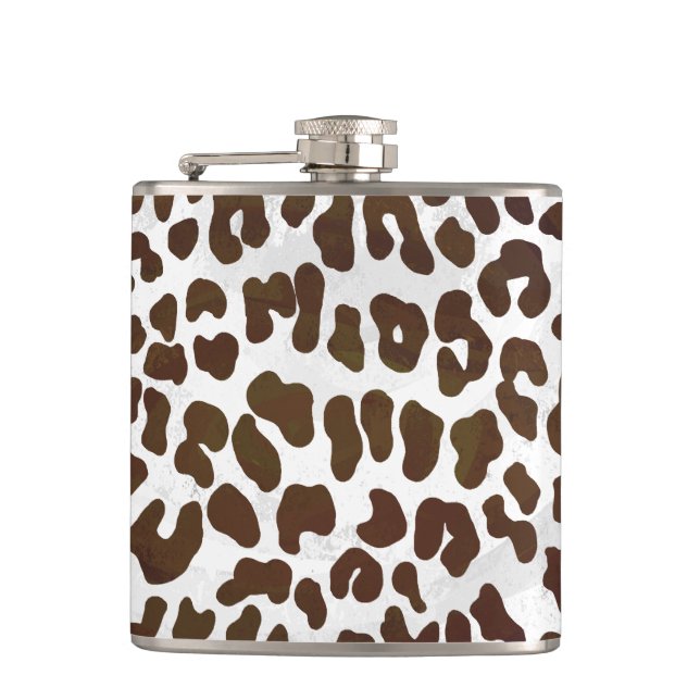 Leopard Chocolate Print Hip Flask (Front)
