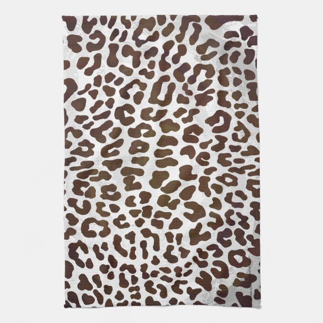 Leopard Chocolate Print Kitchen Towel (Vertical)