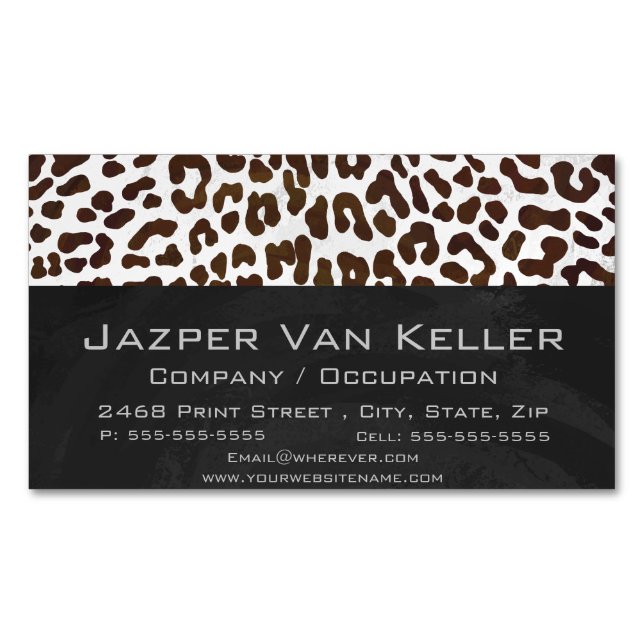 Leopard Chocolate Print Magnetic Business Card (Front)