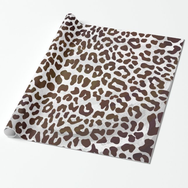 Leopard Chocolate Print Wrapping Paper (Unrolled)