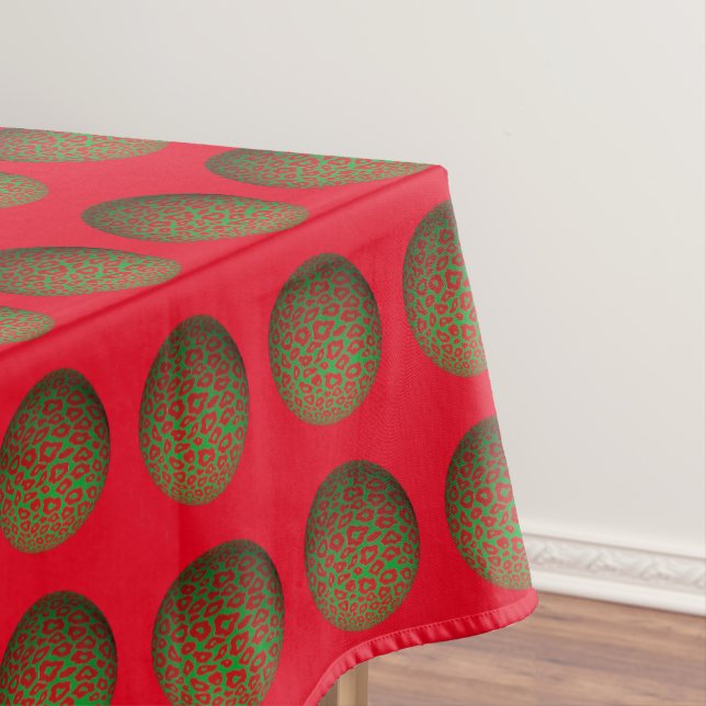 Leopard Christmas Balls Tablecloth (In Situ)