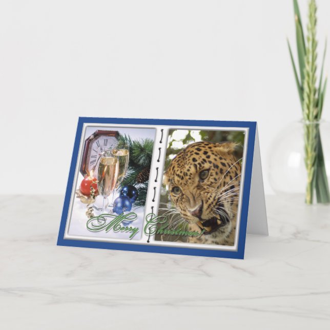 Leopard Christmas Greeting Card (Front)