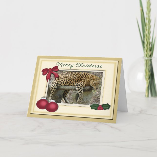 Leopard Christmas Greeting Card (Front)