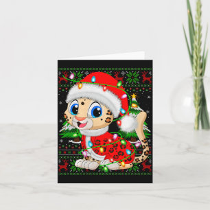 Leopard Christmas Lights Santa Costume Ugly Xmas S Card
