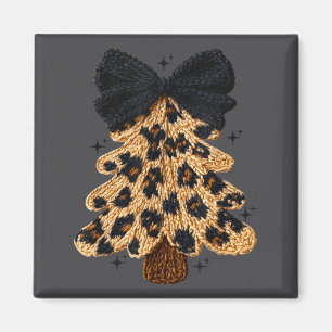 Leopard Christmas Tree,christmas Coquette Bow Yarn Magnet