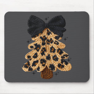 Leopard Christmas Tree,christmas Coquette Bow Yarn Mouse Pad