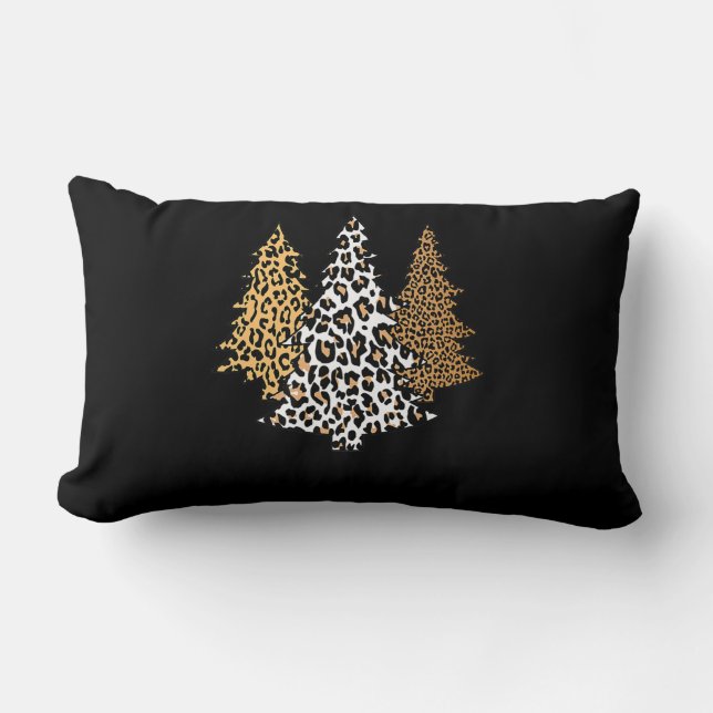 leopard christmas trees cheetah animal print gift lumbar pillow (Front)