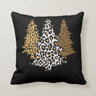 leopard christmas trees cheetah animal print gift throw pillow