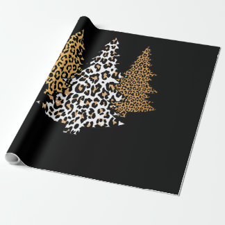 leopard christmas trees cheetah animal print gift wrapping paper