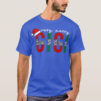 Leopard Christmas Very Merry Gigi Christmas retro T-Shirt