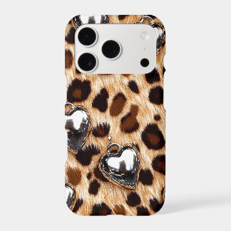 Leopard Chrome Heart Charms iPhone Case | Y2K