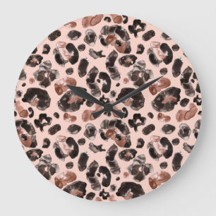 Leopard coat, animal skin seamless pattern. large clock