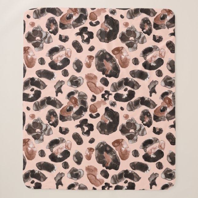 Leopard coat, animal skin seamless pattern. sherpa blanket (Front)