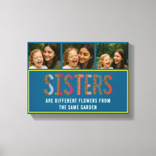 Leopard Colorful Sisters Custom Photo & Names  Canvas Print