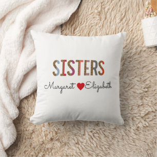 Leopard Colourful Sisters Mug – Custom Names Gift  Throw Pillow