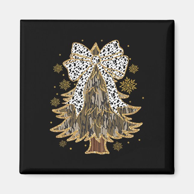 Leopard Coquette Bow Camo Christmas Tree Hunting G Magnet (Front)