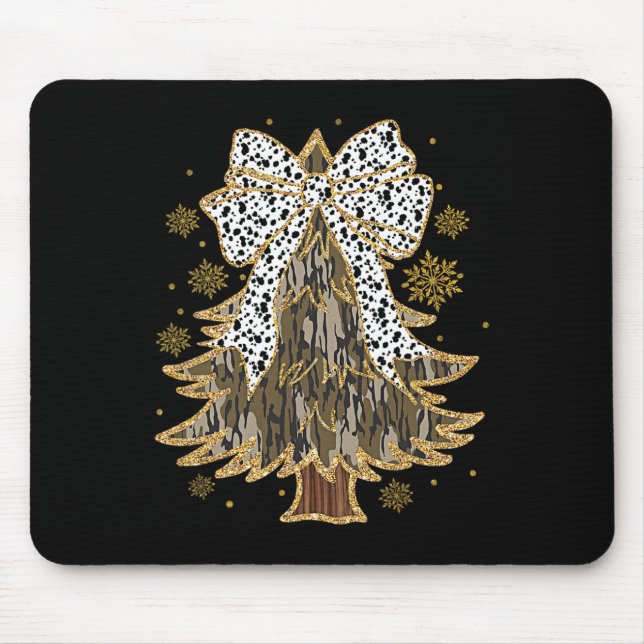 Leopard Coquette Bow Camo Christmas Tree Hunting G Mouse Pad (Front)
