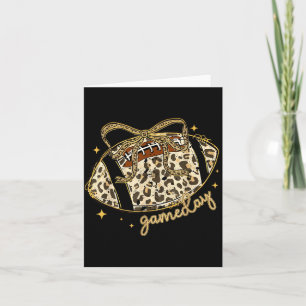 Leopard coquette bow game day football mom team card