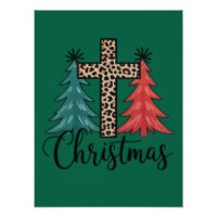 Leopard Cross Christmas Trees Christian