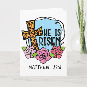 Leopard Cross He Is Risen Easter Jesus Religious W Card
