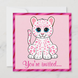 Leopard Cub in Pink Invitation