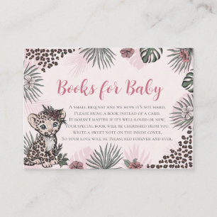 Leopard Cub Pink Safari Baby Shower Books for Baby Enclosure Card