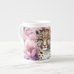 Leopard Cub & Roses Bone China Mug