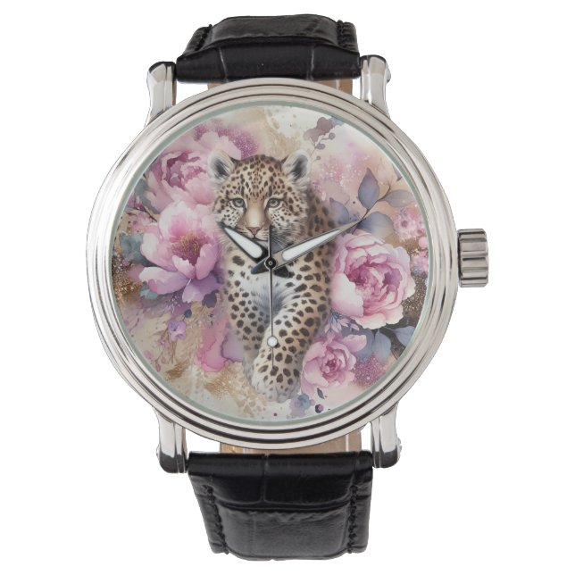 Leopard Cub & Roses Watch (Front)
