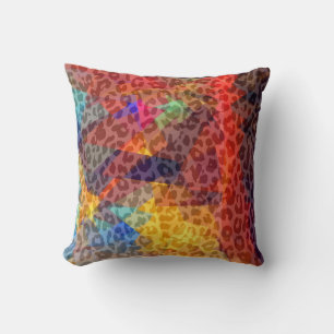Leopard Cubism Abstract Art Geometric Pattern Throw Pillow