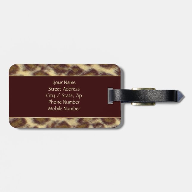 Leopard (customizable) luggage tag (Back Horizontal)