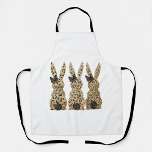 Leopard Cute Bunny Bow Funny Christian Easter Day  Apron