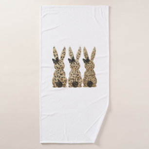 Leopard Cute Bunny Bow Funny Christian Easter Day  Bath Towel
