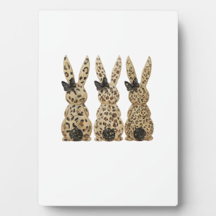 Leopard Cute Bunny Bow Funny Christian Easter Day  Plaque