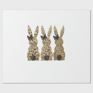 Leopard Cute Bunny Bow Funny Christian Easter Day  Wrapping Paper