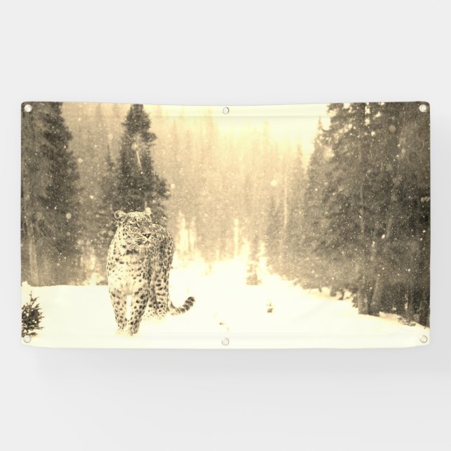 LÉOPARD DANS la bannière de NEIGE (Horizontal)