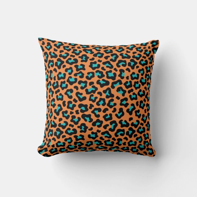 Leopard (Dark Orange Print) Throw Pillow (Front)
