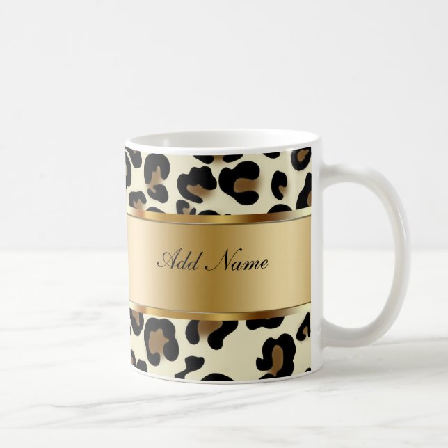 Léopard de tasses de café de monogramme (Droite)