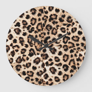 Leopard Design Pattern: Wild Elegance. Large Clock