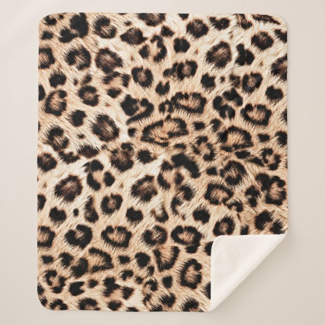 Leopard Design Pattern: Wild Elegance. Sherpa Blanket (Front)