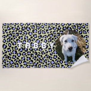 Leopard Dog Purple Black Photo Personalized Beach Towel