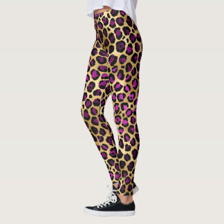 Léopard d'or et de mauve femmes Imprimer Leggings